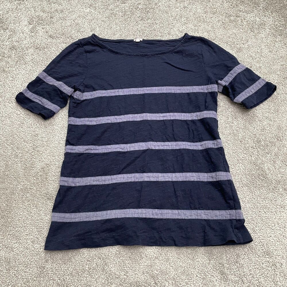 J.Crew Cotton Mock Neck T-shirt Womens XS Blue Short Sleeve Stretch Casual Top